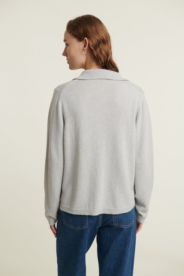 Basic Apparel Cady Polo Sweater Sweaters 025 Grey Mel.